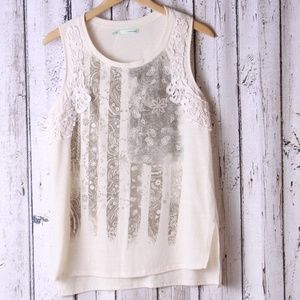 Maurices Tank with Flag & Lace Detail Sz L
